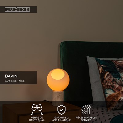 Lucide DAVIN - Lampe de table - 1xE27 - Opalin